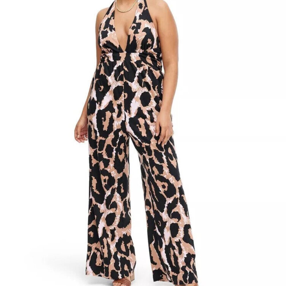 Women's Halter Leopard Neutral Jumpsuit - DVF for Target XXS